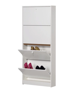 SCARPIERA BIANCA CON 4 ANTE, 62X148X18 CM